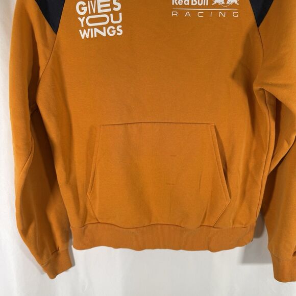 Red Bull Racing Hoodie Men's XS Orange Pockets Pullover Verstappen 1 Pullover - Picture 3 of 11
